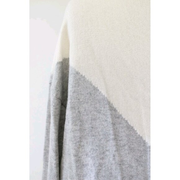 Alice + Olivia Base Abbie Color Block Hi Lo Sweater Wool Blend Ivory Gray Sz S - Picture 4 of 9